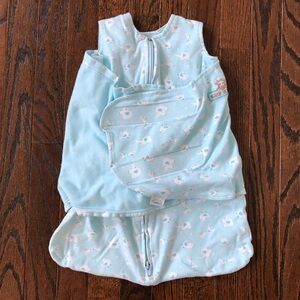 HALO SleepSack Swaddle Boys Newborn (0-3M) Light Blue Elephants/Giraffes - VGUC!